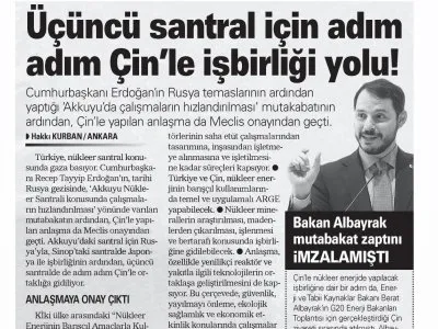 ÜÇÜNCÜ SANTRAL İÇİN ADIM ADIM ÇİN’LE İŞBİRLİĞİ YOLU! (AKŞAM)