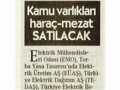 KAMU VARLIKLARI HARAÇ-MEZAT SATILACAK (CUMHURİYET)
