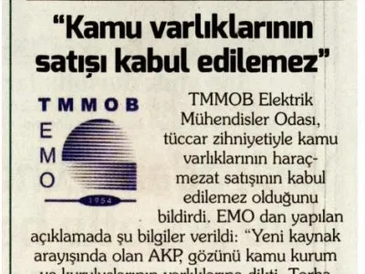 `KAMU VARLIKLARININ SATIŞI KABUL EDİLEMEZ` (KORKUSUZ)