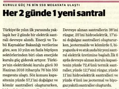 HER 2 GÜNDE 1 YENİ SANTRAL (DÜNYA)