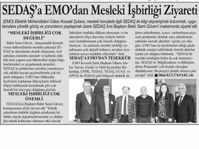 MAVİ KOCAELİ: 	SEDAŞA EMODAN MESLEKİ İŞBİRLİĞİ ZİYARETİ