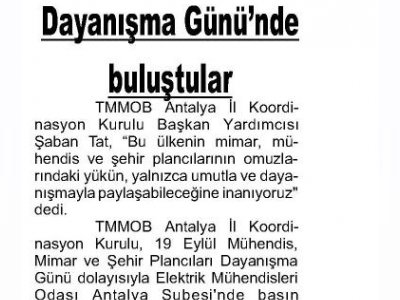 DAYANIŞMA GÜNÜNDE BULUŞTULAR (ANTALYA EKONOMİ - 20.09.2016)