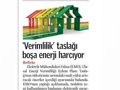 `VERİMLİLİK` TASLAĞI BOŞA ENERJİ HARCIYOR (REFLEKS)