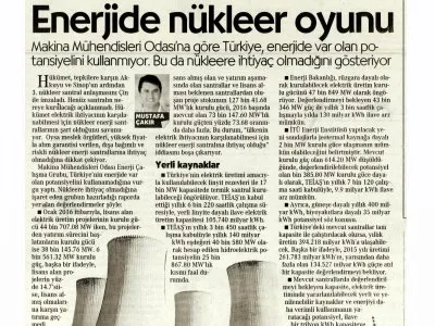 ENERJİDE NÜKLEER OYUNU (CUMHURİYET)
