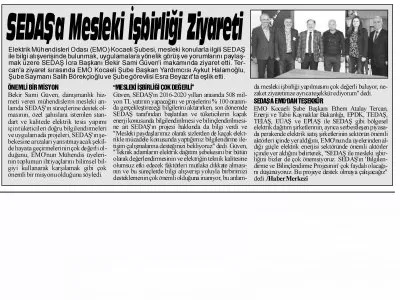 SAKARYA HALK:	SEDAŞ A MESLEKİ İŞNBİRLİĞİ ZİZYARETİ