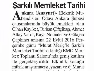 ŞARKILI MEMLEKET TARİHİ (ANAYURT, 27.09.2016)