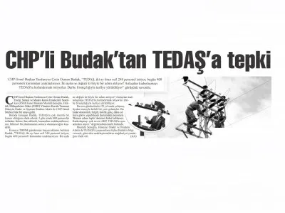CHP`Lİ BUDAK`TAN TEDAŞ`A TEPKİ (BAŞKENT GAZETESİ)