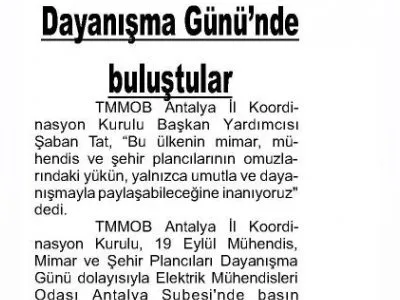 DAYANIŞMA GÜNÜNDE BULUŞTULAR (ANTALYA EKONOMİ - 20.09.2016)