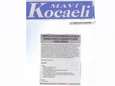 MAVİ KOCAELİ: EMO KOCAELİ ŞUBESİ OLAĞANÜSTÜ GENEL KURUL ÇAĞRISI (KOCAELİ)