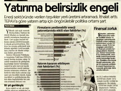 YATIRIMA BELİRSİZLİK ENGELİ (CUMHURİYET)
