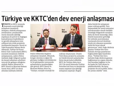 TÜRKİYE VE KKTC`DEN DEV ENERJİ ANLAŞMASI (HÜRRİYET)