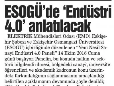 ESOGU`DE ENDÜSTRİ 4.0 ANLATILACAK (İKİ EYLÜL)