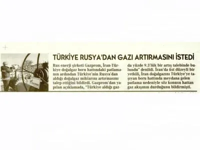 TÜRKİYE RUSYA`DAN GAZI ARTTIRMASINI İSTEDİ (CUMHURİYET)