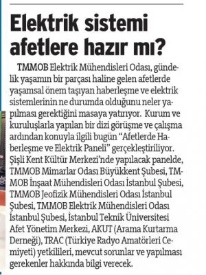 ELEKTRİK SİSTEMİ AFETLERE HAZIR MI? - 1 EKİM 2016 SÖZCÜ GAZETESİ
