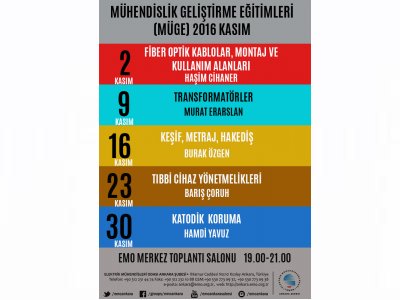 MÜHENDİSLİK GELİŞTİRME EĞİTİMLERİ (MÜGE) 2016 KASIM DÖNEMİ BAŞLADI