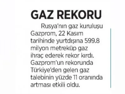 GAZ REKORU (MİLLİYET)