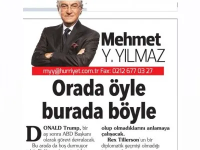ORADA ÖYLE BURADA BÖYLE (MEHMET Y.YILMAZ- HÜRRİYET)