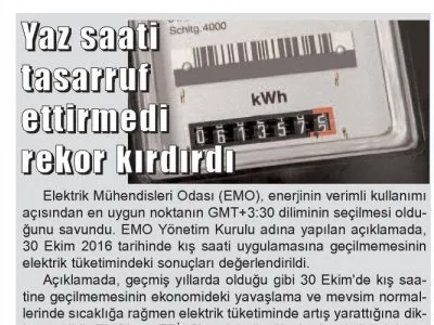 YAZ SAATİ TASARRUF ETTİRMEDİ REKOR KIRDIRDI (KENT)