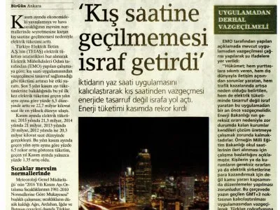 `KIŞ SAATİNE GEÇİLMEMESİ İSRAF GETİRDİ` (BİRGÜN)