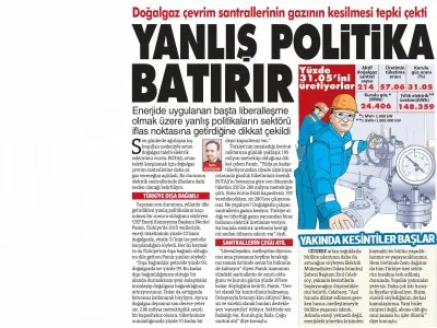 SÖZCÜ GAZETESİ-26 ARALIK 2016- YANLIŞ POLİTİKA BATIRIR