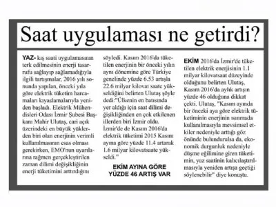 SAAT UYGULAMASI NE GETİRDİ (TORBALI EGE)