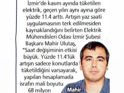 ELEKTRİK TÜKETİMİ YÜZDE 11.4 ARTTI (POSTA EGE)
