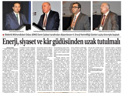 ENERJİ SİYASET VE KAR GÜDÜSÜNDEN UZAK TUTULMALI (TİCARET GAZETESİ)