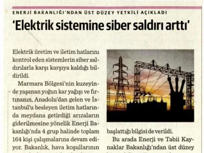 ENERJİ BAKANLIĞINDAN ÜST DÜZEY YETKİLİ AÇIKLADI `ELEKTRİK SİSTEMİNE SİBER SALDIRI ARTTI` (DÜNYA)