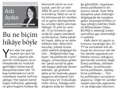 BU NE BİÇİM HİKâYE BÖYLE (ASLI AYDIN- BİRGÜN)