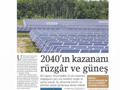 2040`IN KAZANANI RÜZGâR VE GÜNEŞ (BİRGÜN)