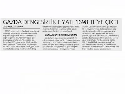 GAZDA DENGESİZLİK FİYATI 1698 TL`YE ÇIKTI (HABERTÜRK)
