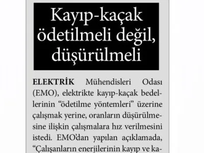 KAYIP-KAÇAK ÖDETİLMELİ DEĞİL, DÜŞÜRÜLMELİ (YENİ ASYA)