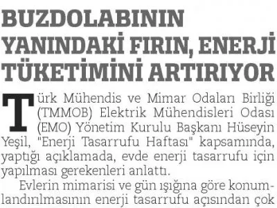 BUZDOLABININ YANINDAKİ FIRIN, ENERJİ TÜKETİMİNİ ARTIRIYOR (HABER VAKTİM)