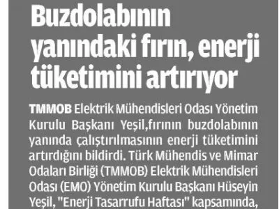 BUZDOLABININ YANINDAKİ FIRIN, ENERJİ TÜKETİMİNİ ARTIRIYOR (MİLAT)
