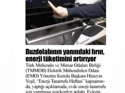 BUZDOLABININ YANINDAKİ FIRIN, ENERJİ TÜKETİMİNİ ARTIRIYOR (YENİ HABER KONYA)