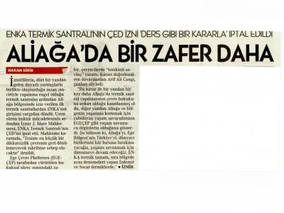 ALİAĞA`DA BİR ZAFER DAHA (CUMHURİYET)