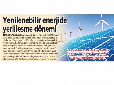 YENİLENEBİLİR ENERJİDE YERLİLEŞME DÖNEMİ (GÜNEŞ)