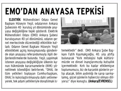 EMO`DAN ANAYASA TEPKİSİ (GÜNLÜK EVRENSEL)
