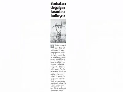 SANTRALLARA DOĞALGAZ KISINTISI KALKIYOR (AKŞAM)