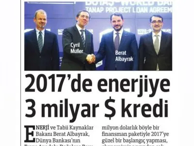 2017`DE ENERJİYE 3 MİLYAR $ KREDİ  (HÜRRİYET)
