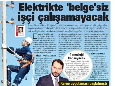 ELEKTRİKTE `BELGE`SİZ İŞÇİ ÇALIŞAMAYACAK (AKŞAM)