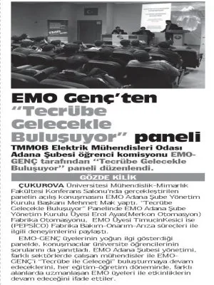 EMO GENÇ TECRÜBE GELECEKLE BULUŞUYOR PANELİ DÜZENLENDİ