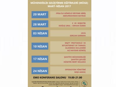 MÜHENDİSLİK GELİŞTİRME EĞİTİMLERİ (MÜGE) 2017 MART-NİSAN DÖNEMİ BAŞLADI