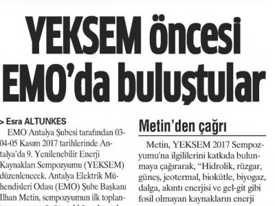YEKSEM ÖNCESİ EMO`DA BULUŞTULAR (AKDENİZ MANŞET-28.03.2017)