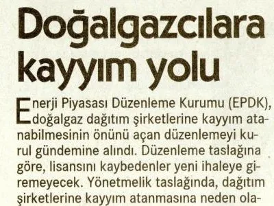 DOĞALGAZCILARA KAYYIM YOLU (CUMHURİYET)