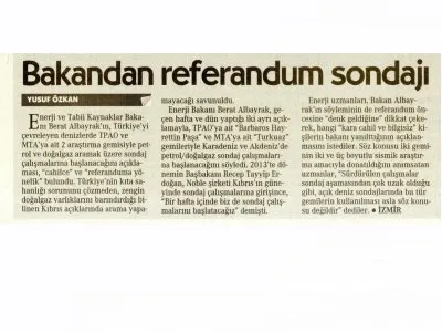 BAKANDAN REFERANDUM SONDAJI (CUMHURİYET)