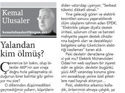 YALANDAN KİM ÖLMÜŞ? (BİRGÜN)