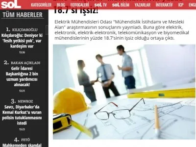 EMO ARAŞTIRDI: MÜHENDİSLERİN YÜZDE 18.7`Sİ İŞSİZ! (HABER.SOL.ORG.TR)