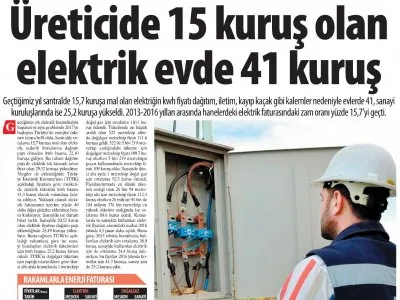 ÜRETİCİDE 15 KURUŞ OLAN ELEKTRİK EVDE 41 KURUŞ (KARAR)