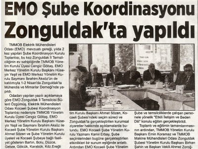 HALKIN SESİ: EMO ŞUBE KOORDİNASYONU ZONGULDAK`TA YAPILDI.
